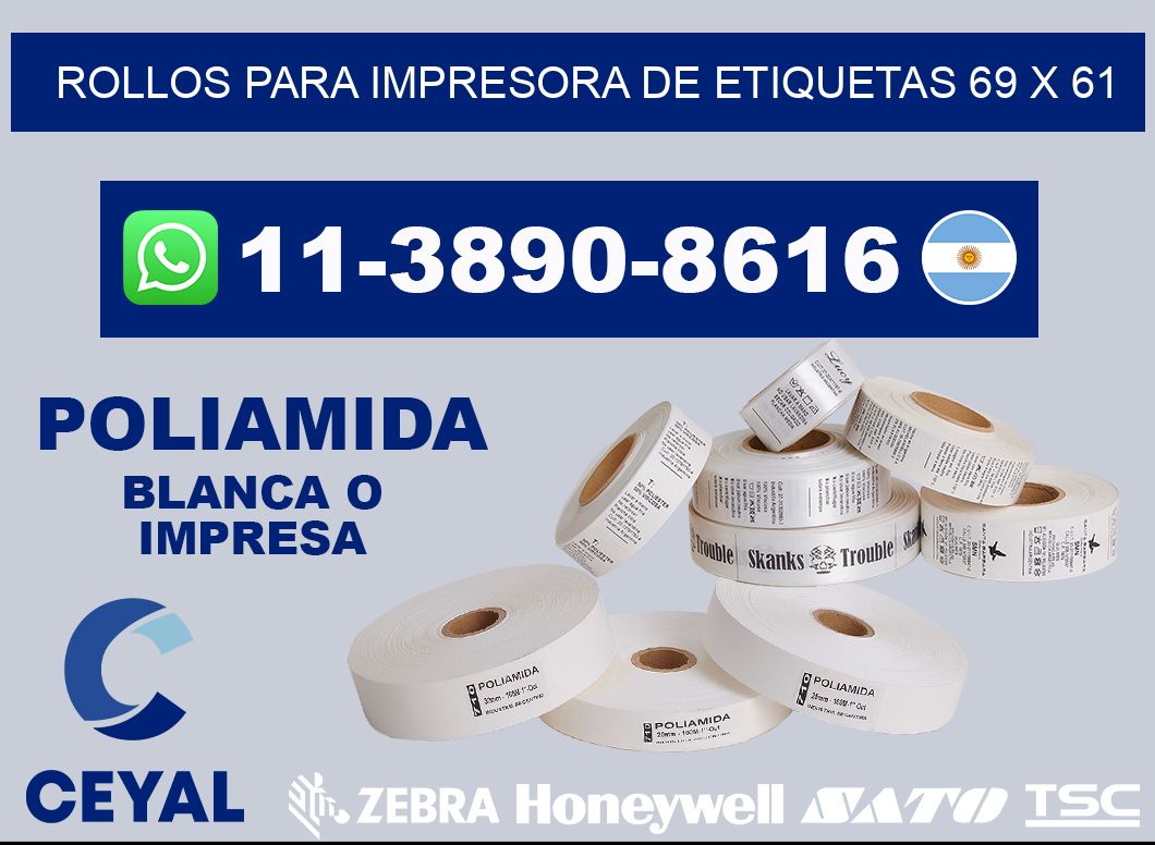 rollos para impresora de etiquetas 69 x 61
