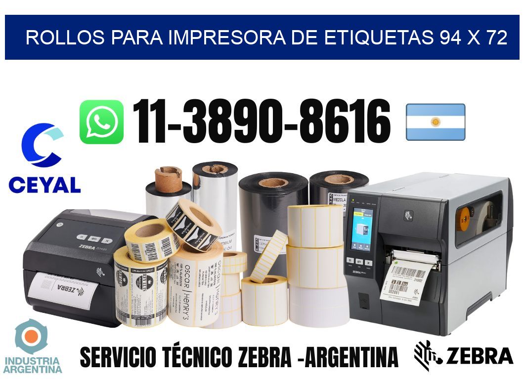 rollos para impresora de etiquetas 94 x 72