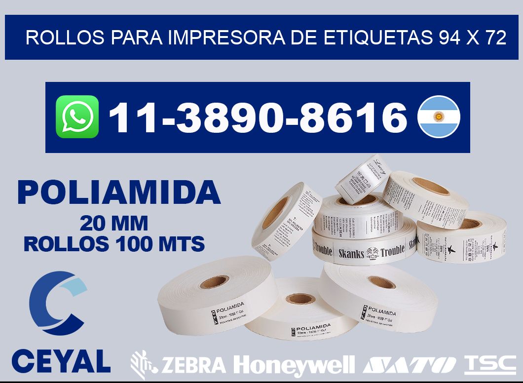 rollos para impresora de etiquetas 94 x 72