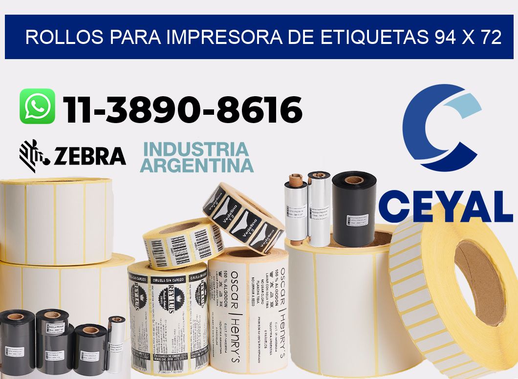rollos para impresora de etiquetas 94 x 72