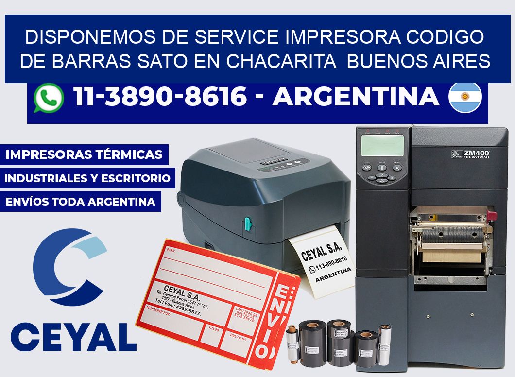 disponemos de service impresora codigo de barras Sato en Chacarita Buenos Aires