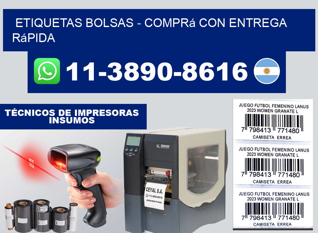 ETIQUETAS BOLSAS - Comprá con entrega rápida