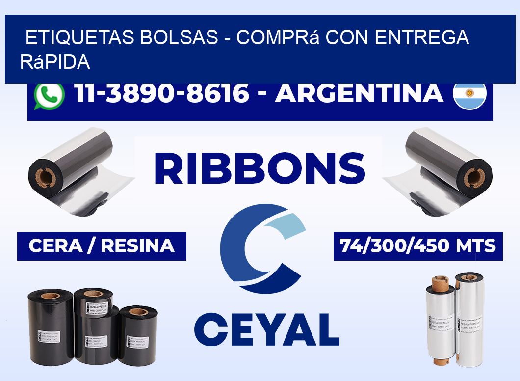 ETIQUETAS BOLSAS - Comprá con entrega rápida