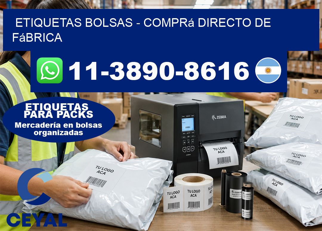 ETIQUETAS BOLSAS - Comprá directo de fábrica