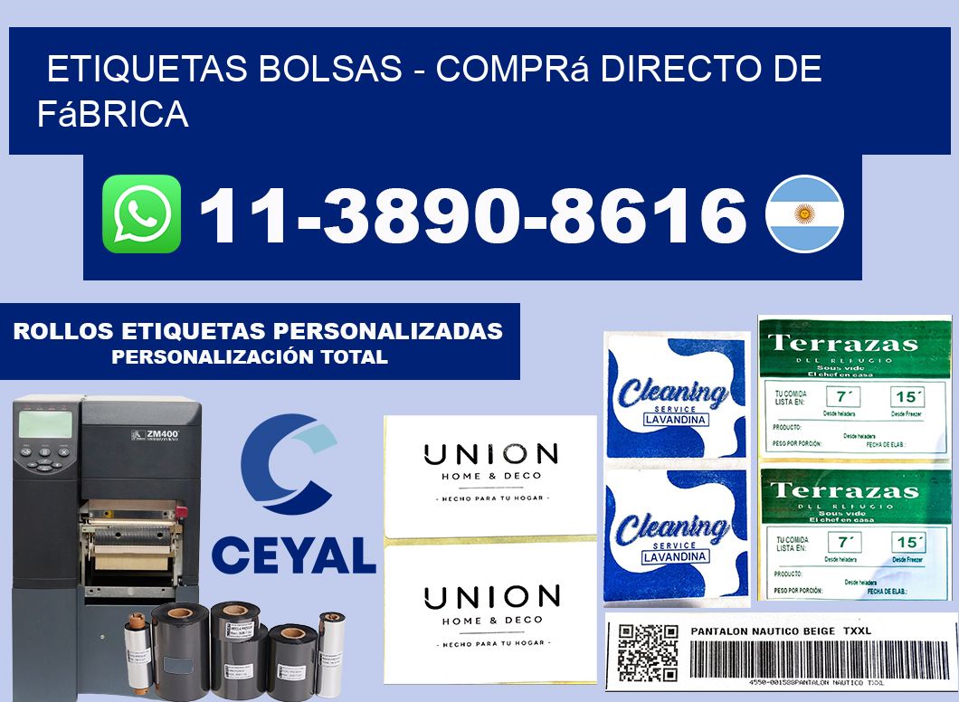 ETIQUETAS BOLSAS - Comprá directo de fábrica