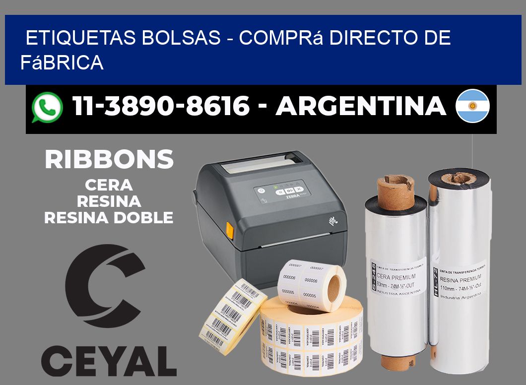 ETIQUETAS BOLSAS - Comprá directo de fábrica