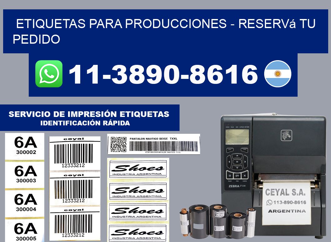 ETIQUETAS PARA PRODUCCIONES - Reservá tu pedido
