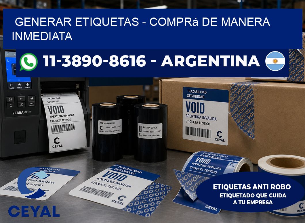 GENERAR ETIQUETAS - Comprá de manera inmediata