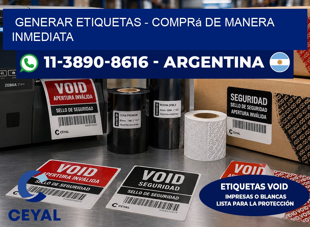 GENERAR ETIQUETAS - Comprá de manera inmediata