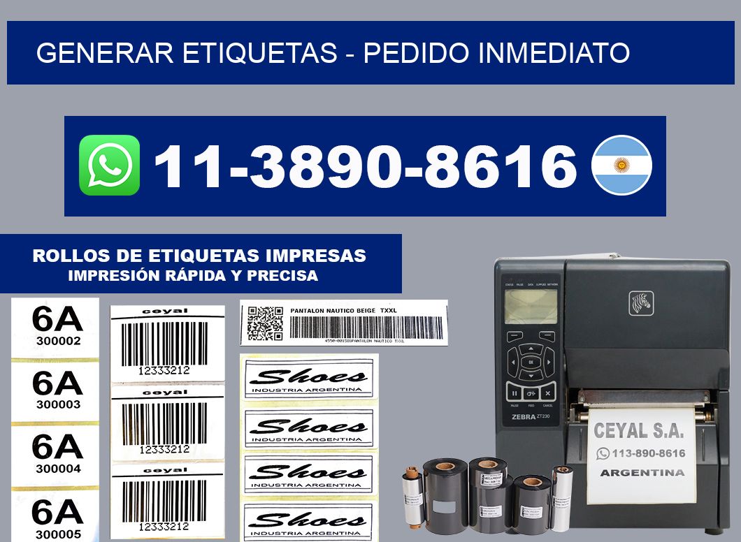 GENERAR ETIQUETAS - Pedido inmediato