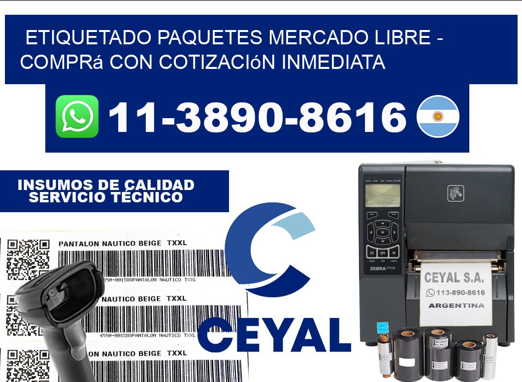 etiquetado paquetes mercado libre - Comprá con cotización inmediata