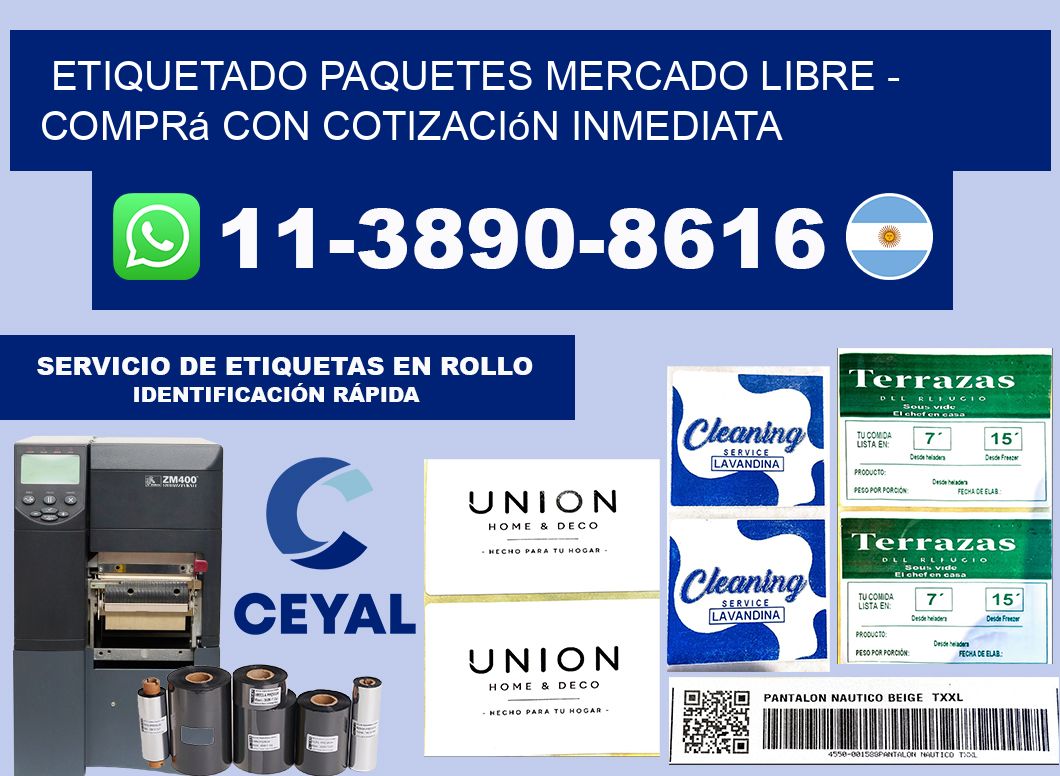 etiquetado paquetes mercado libre - Comprá con cotización inmediata