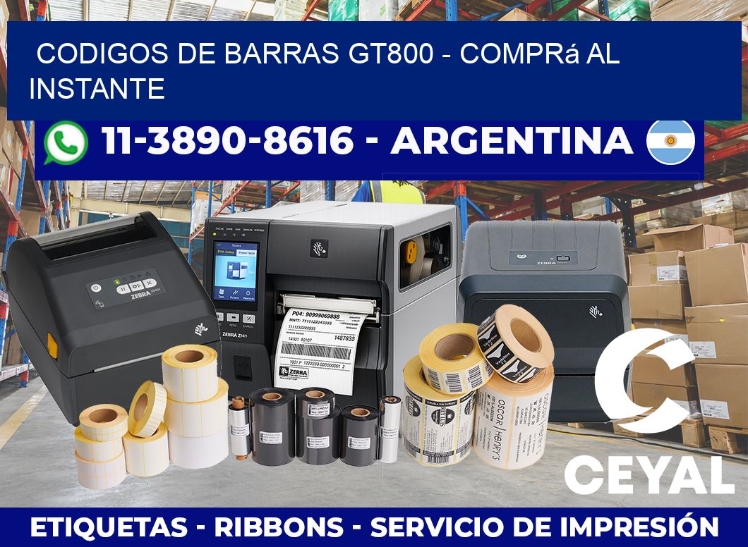 codigos de barras GT800 - Comprá al instante